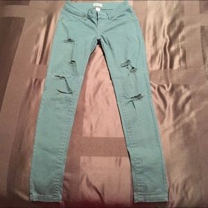Mudd teal distressed jeans size 1